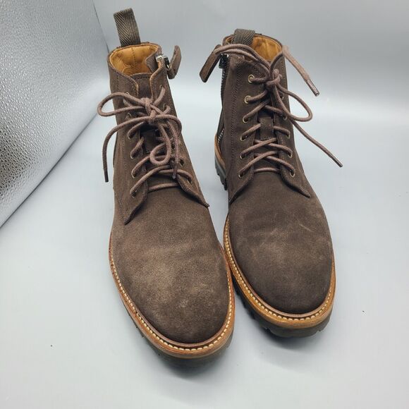 Aquatalia Leaston mens sz 7 M Boots  Dark Brown suede lace-up ankle zipper main image 6